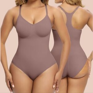 SHAPERX Tummy Control Shapewear Racerback Seamless Sculpting Bodysuit